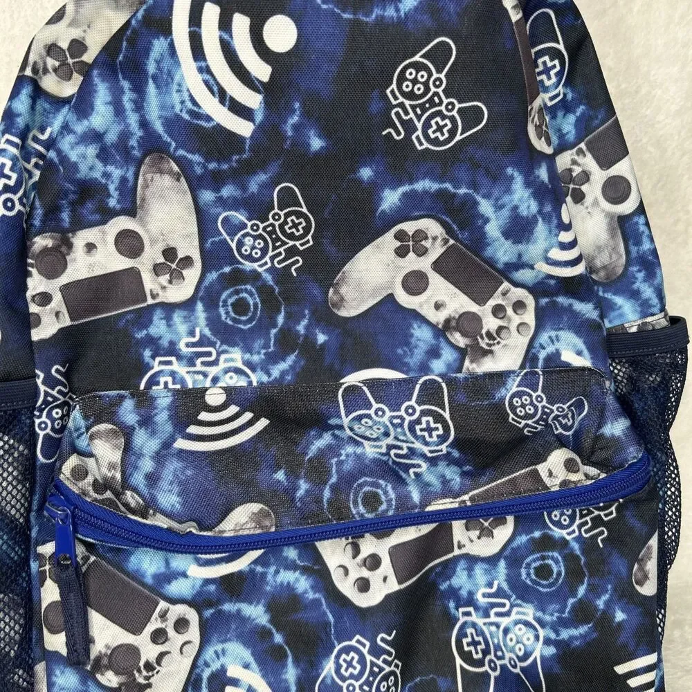 Childrens Place Backpack Kids Multicolor School Bag Pockets Zip Blue Gaming